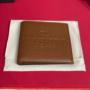 Valentino garavani men's brown leather wallet